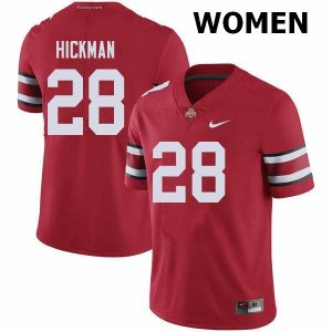 NCAA Ohio State Buckeyes Women's #28 Ronnie Hickman Red Nike Football College Jersey VHZ6845TR